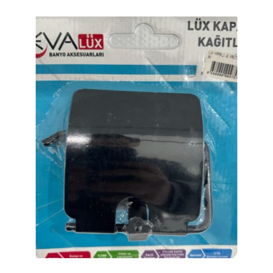 LÜX KAPAKLI WC KAĞITLIK SİYAH