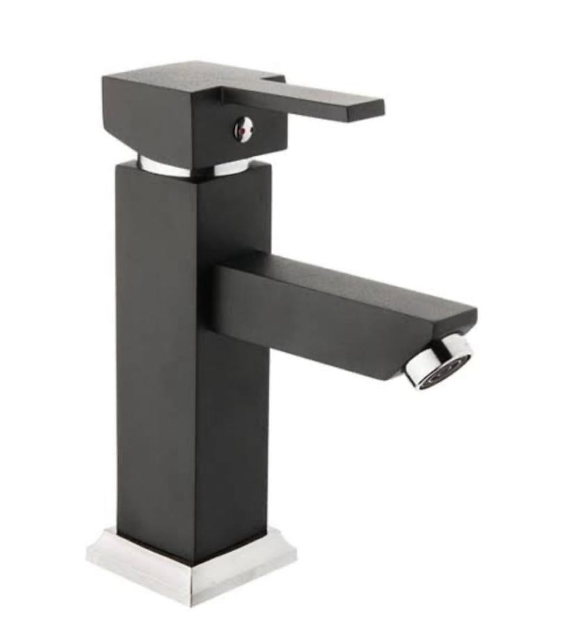 KARE SABİT LAVABO BATARYASI SİYAH